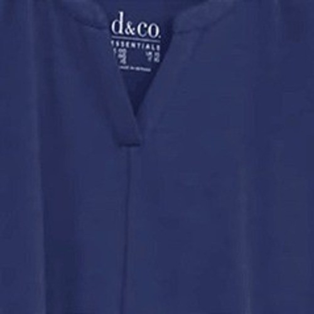 Denim & Co Indigo Blue Textured Knit Sleeveless Tunic Top 4X A35417 Split V-Neck - Picture 2 of 4